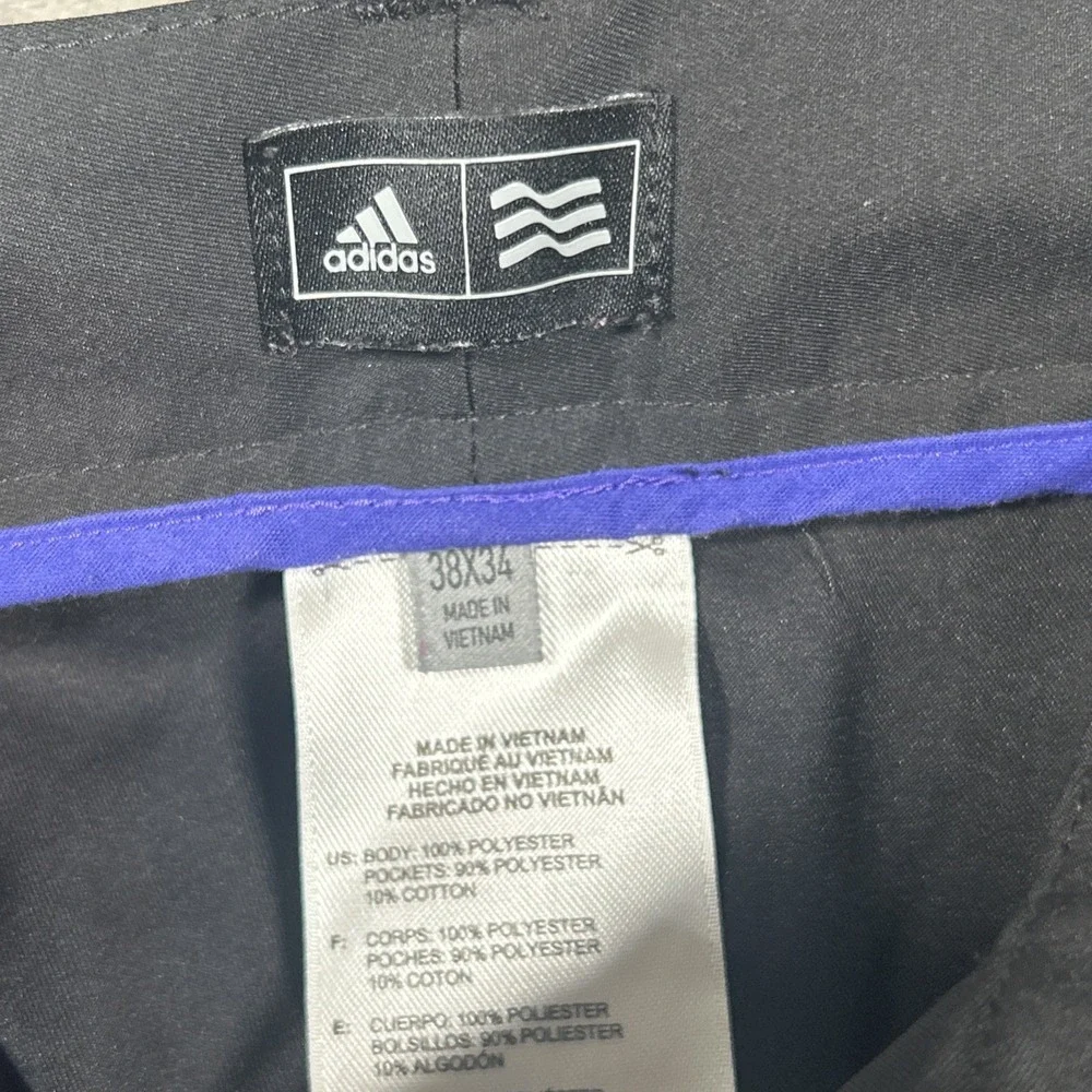 Adidas Golf Pants Black Performance Slash Pockets Mens 38x34(30) Chino AE7006